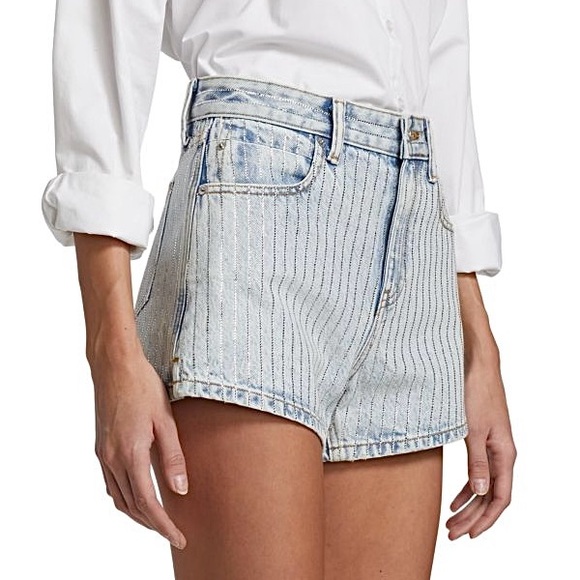 ALEXANDER WANG Crystal-embellished denim shorts Size 25 New with Tag - Picture 7 of 12